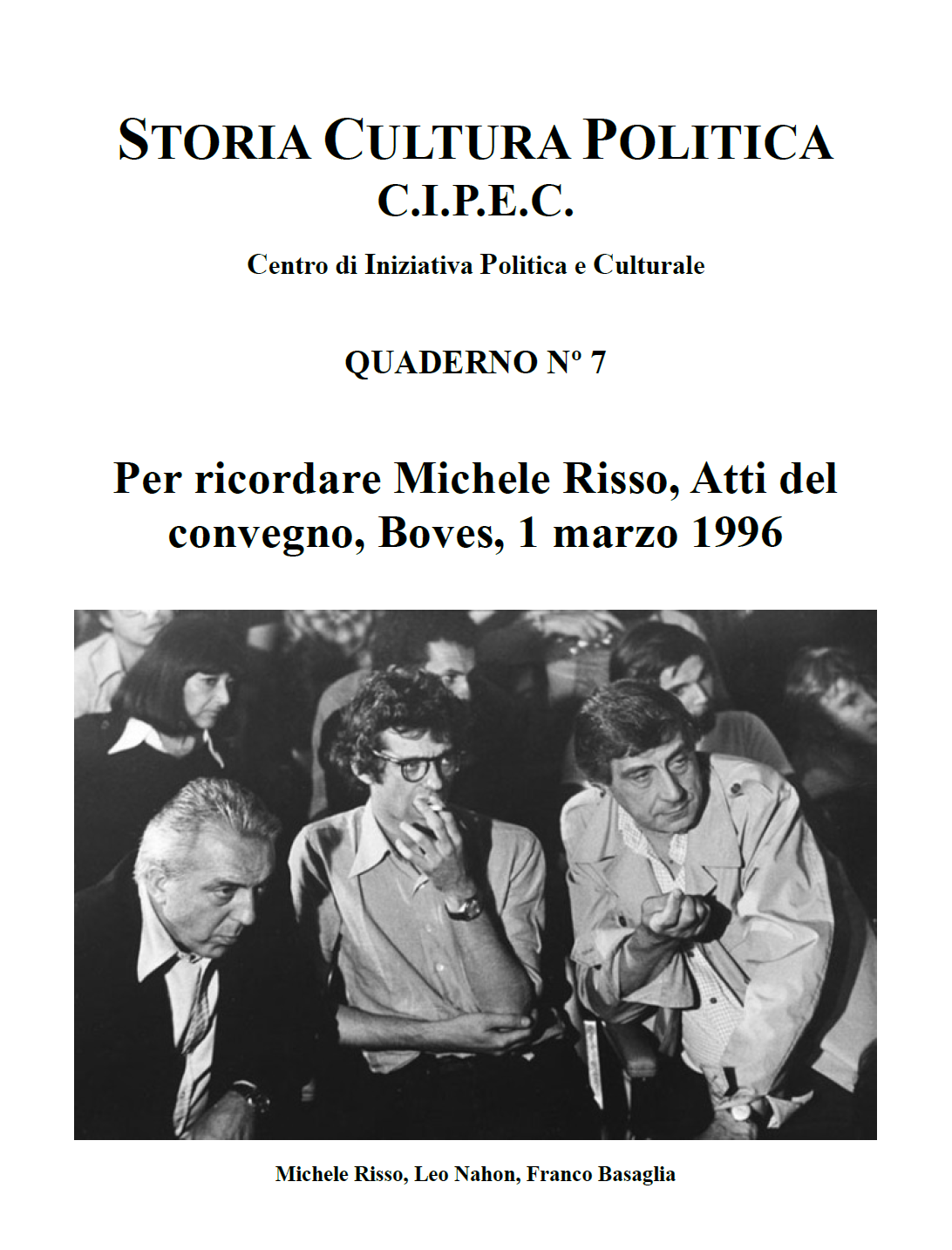 Quaderno CIPEC N. 7, Per ricordare Michele Risso