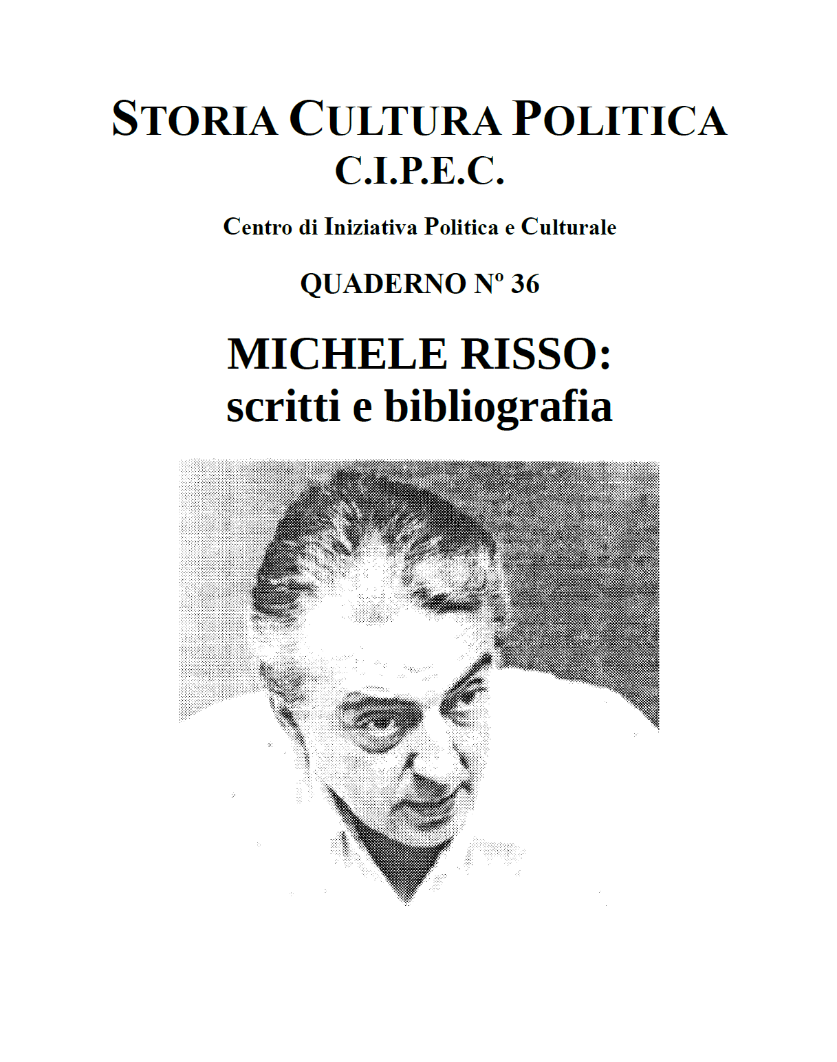 Michele Risso Scritti bibliografia, Quaderno CIPEC 36