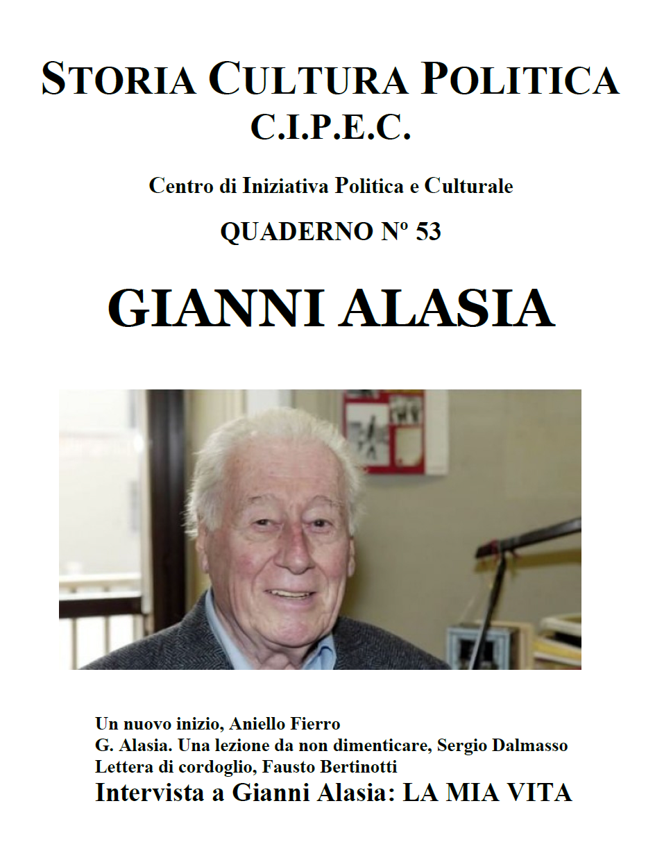 Gianni Alasia grande figura, Quaderno CIPEC N. 53