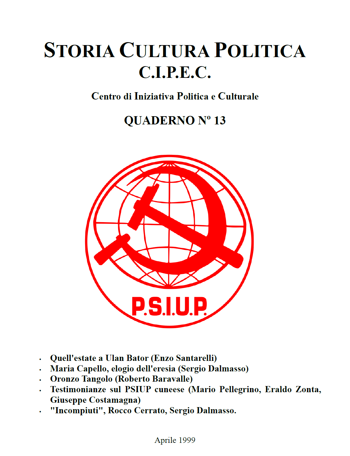 Quaderno CIPEC N. 13, Quella estate a Ulan Bator Enzo Santarelli