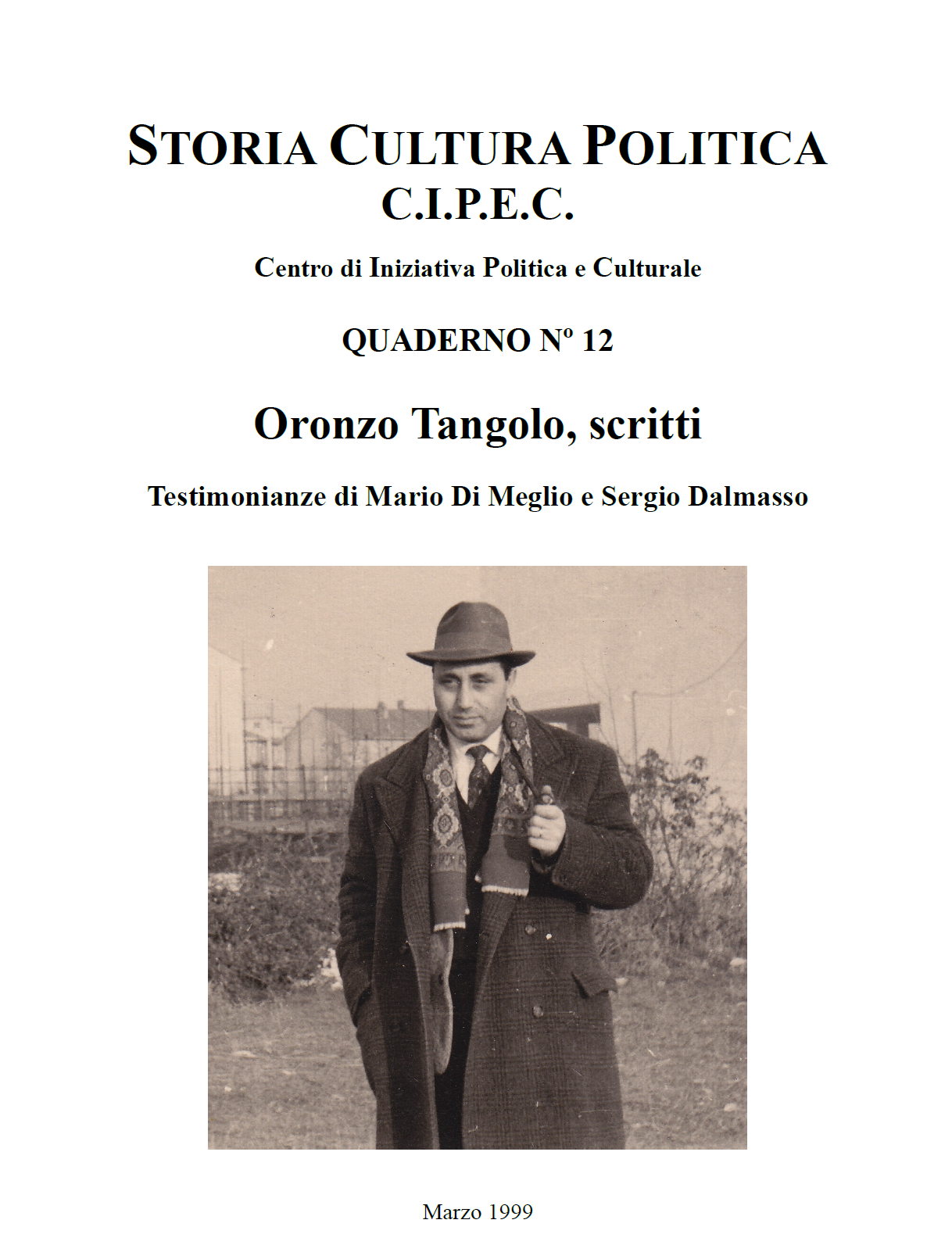 Quaderno CIPEC N. 12, Oronzo Tangolo, scritti