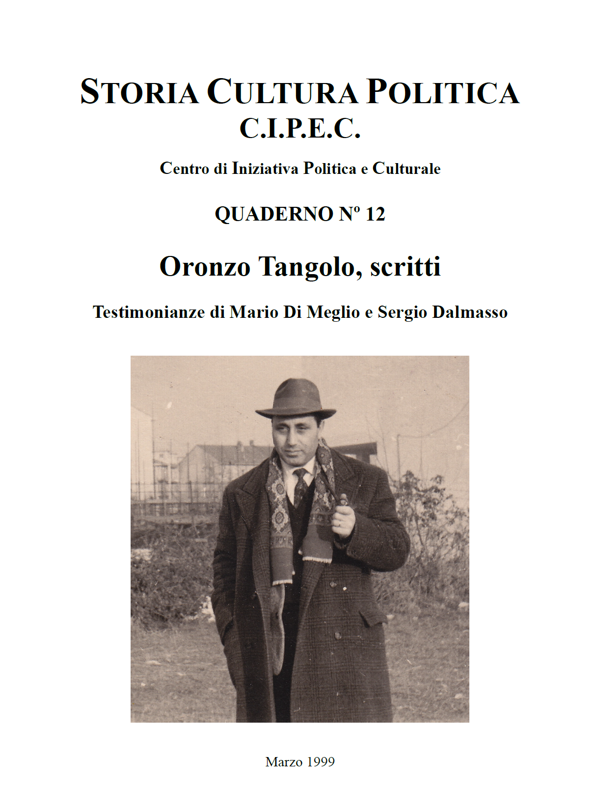 Quaderno CIPEC N 12, Oronzo Tangolo, scritti