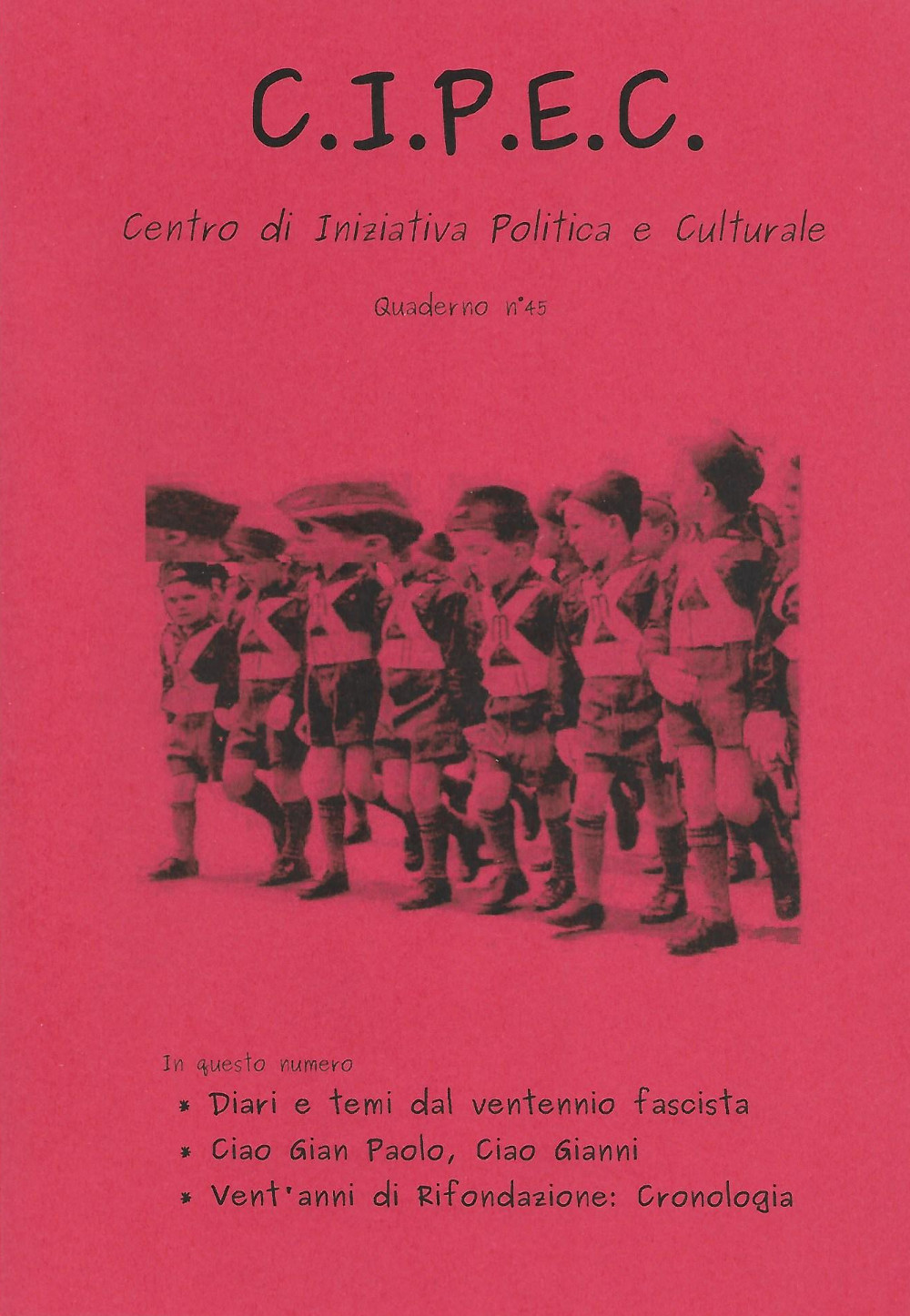 Copertina del Quaderno CIPEC Numero 45