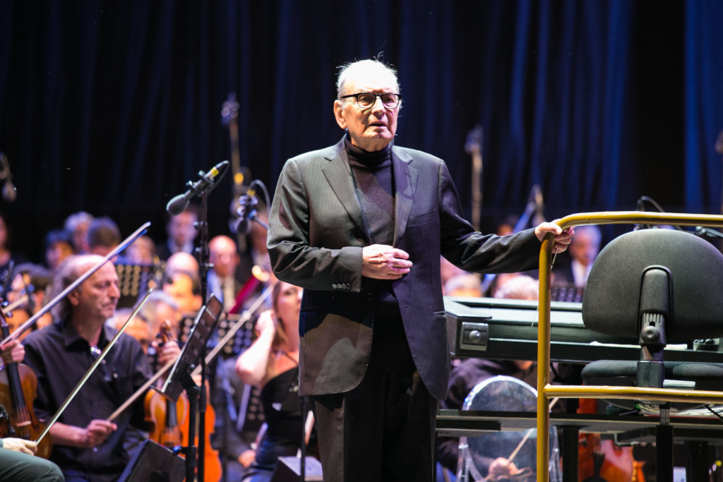 Ennio Morricone al Parco della Cittadella di Parma nel 2018.