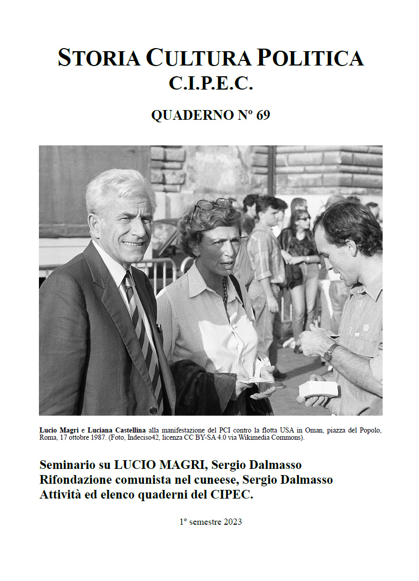 Con Sergio Dalmasso a Cuneo Copertina Quaderno Cipec 69