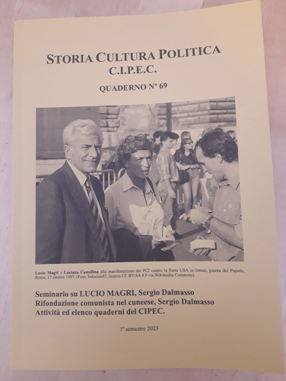 Quaderno 69 a stampa CIPEC, Rifondazione Comunista in provincia di Cuneo